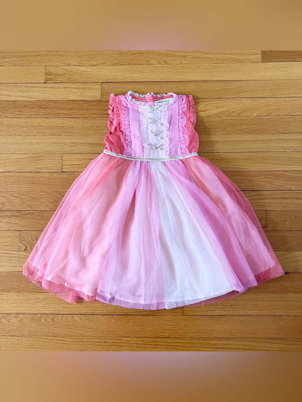 Mini Boden Pink Gold Tulle Princess Girly Cute Dress 3-4